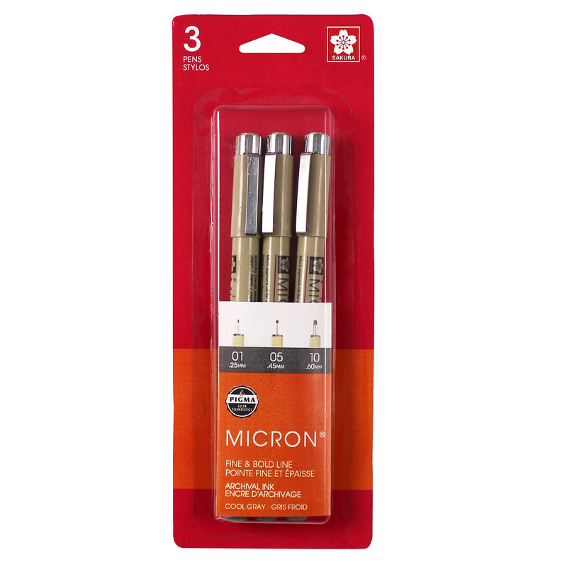 Bc Micron Pens 3ct Cool Gray