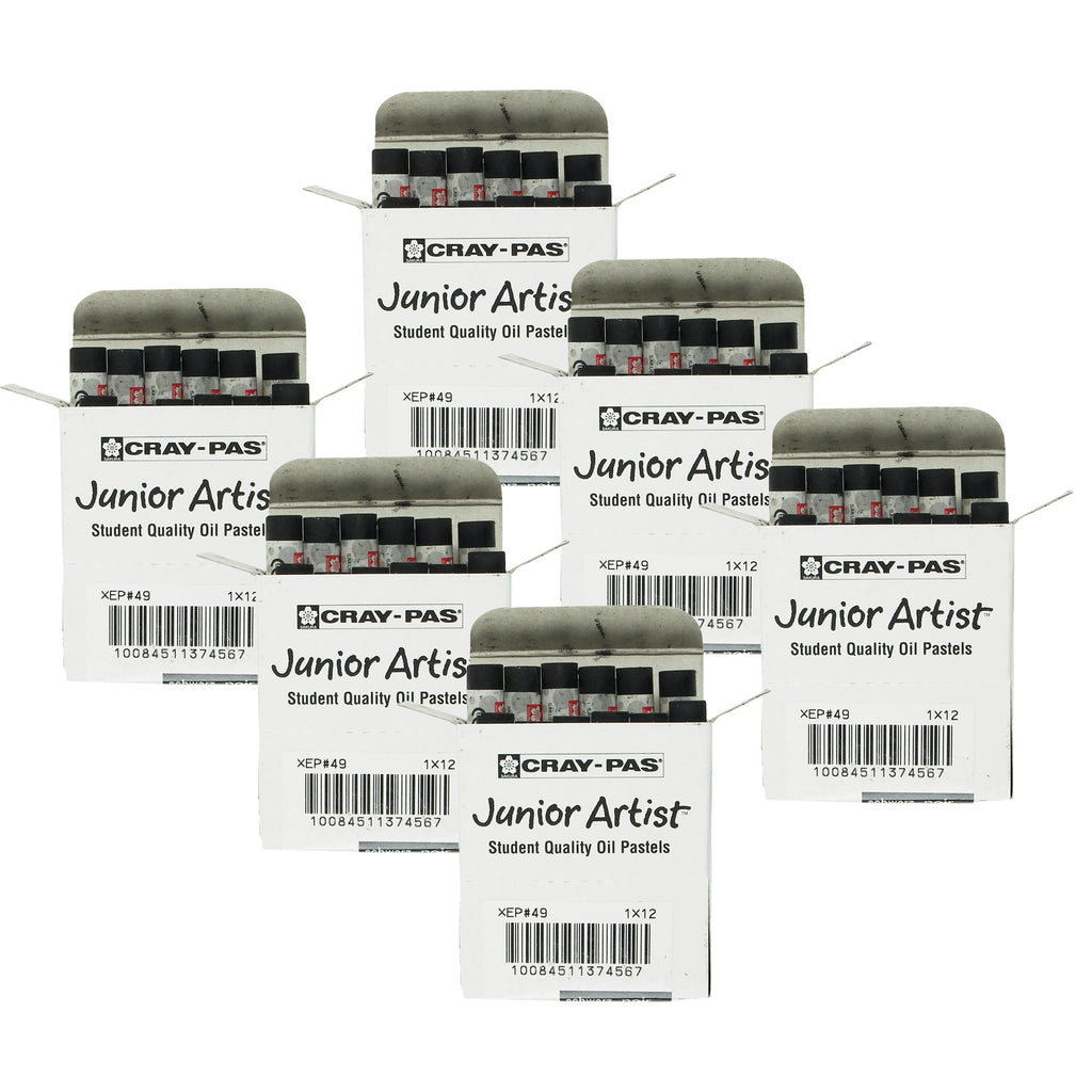 Cray-Pas Junior Artist Oil Pastels, Black, 12 Per Pack, 6 Packs