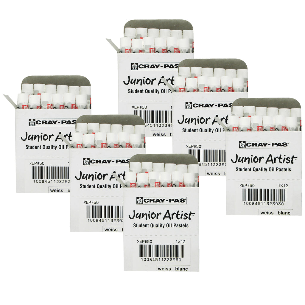 Cray-Pas Junior Artist Oil Pastels, White, 12 Per Pack, 6 Packs