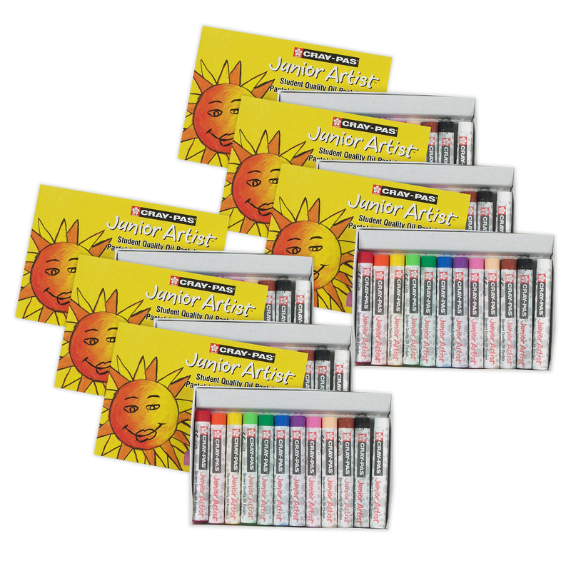 Cray-Pas Junior Artist Oil Pastels, Assorted Colors, 12 Per Set, 6 Sets