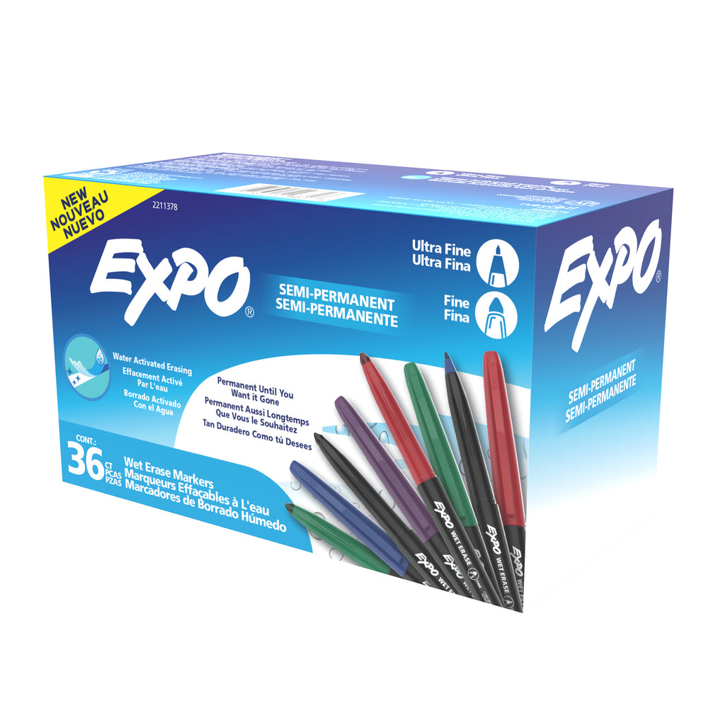Vis-a-Vis Wet Erase Markers, Fine & Ultra Fine Point, Assorted, 36 Count