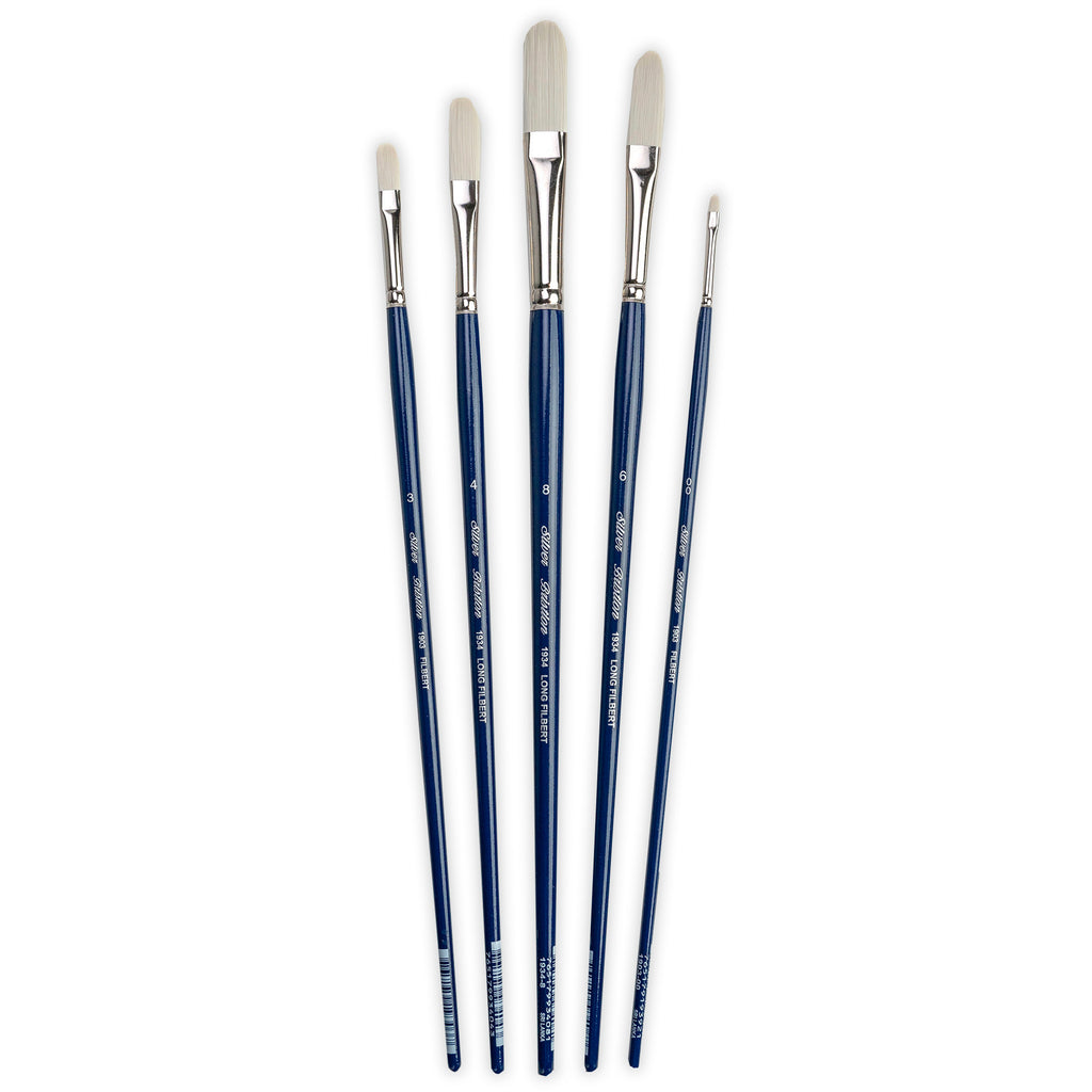 Bristlon Long Filbert Brush Set, 5 Brushes