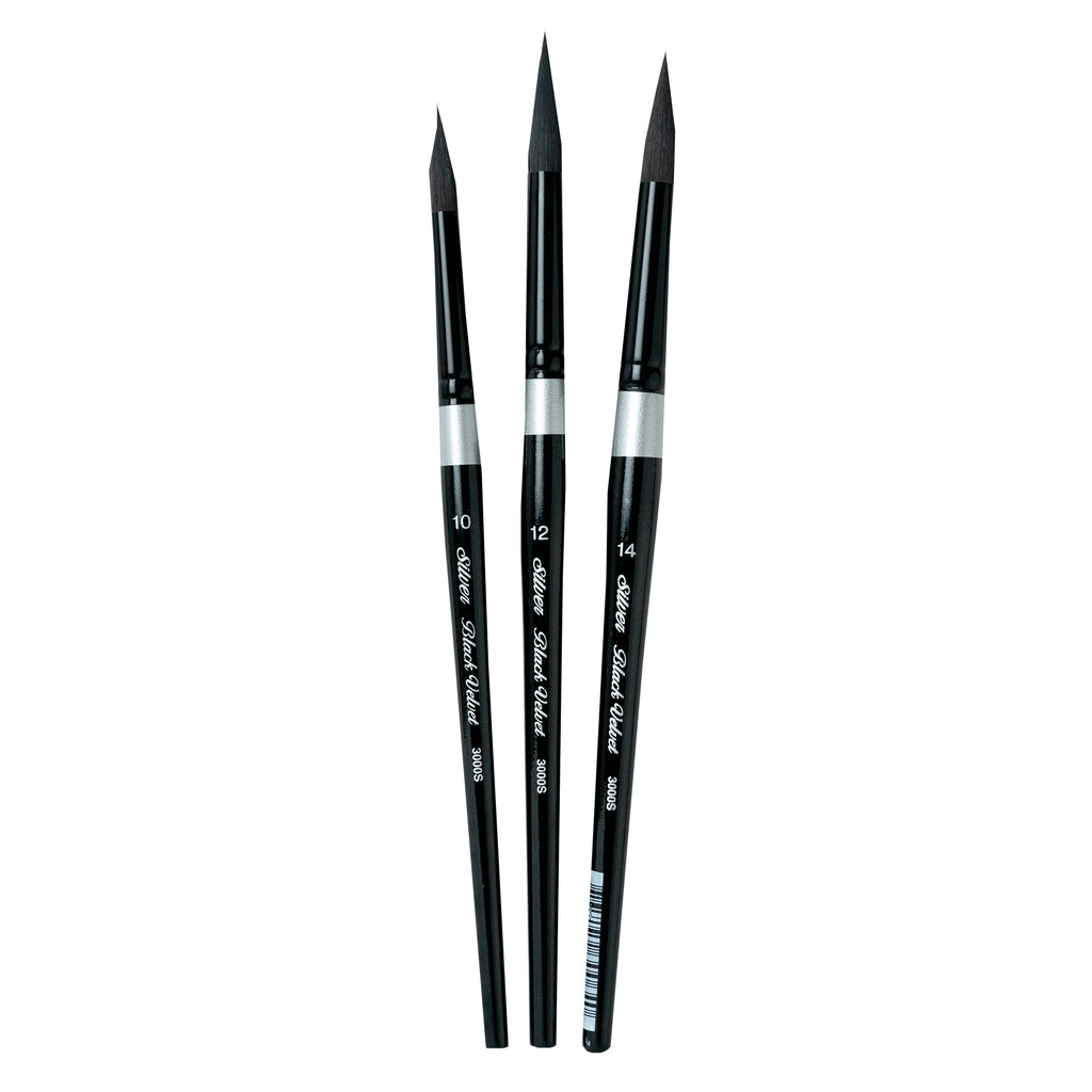 Black Velvet Large Round Brushes, Set of 3