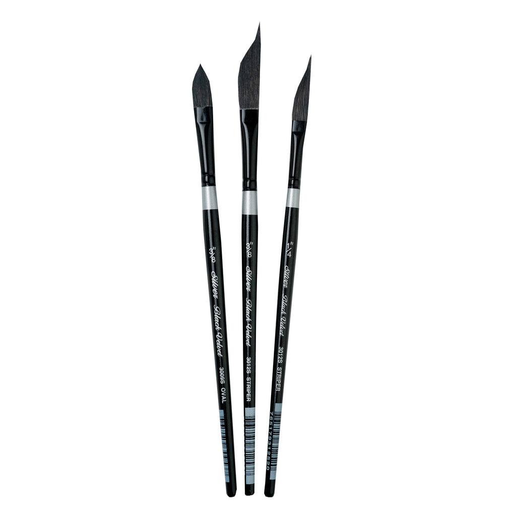 Black Velvet Dagger/Oval Brushes, Set of 3
