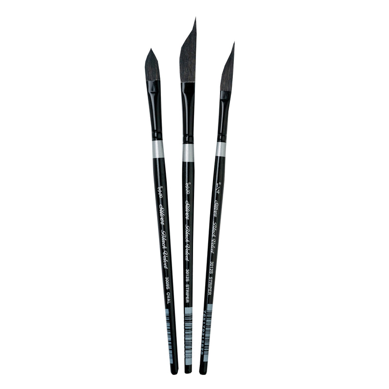Black Velvet Dagger/Oval Brushes, Set of 3