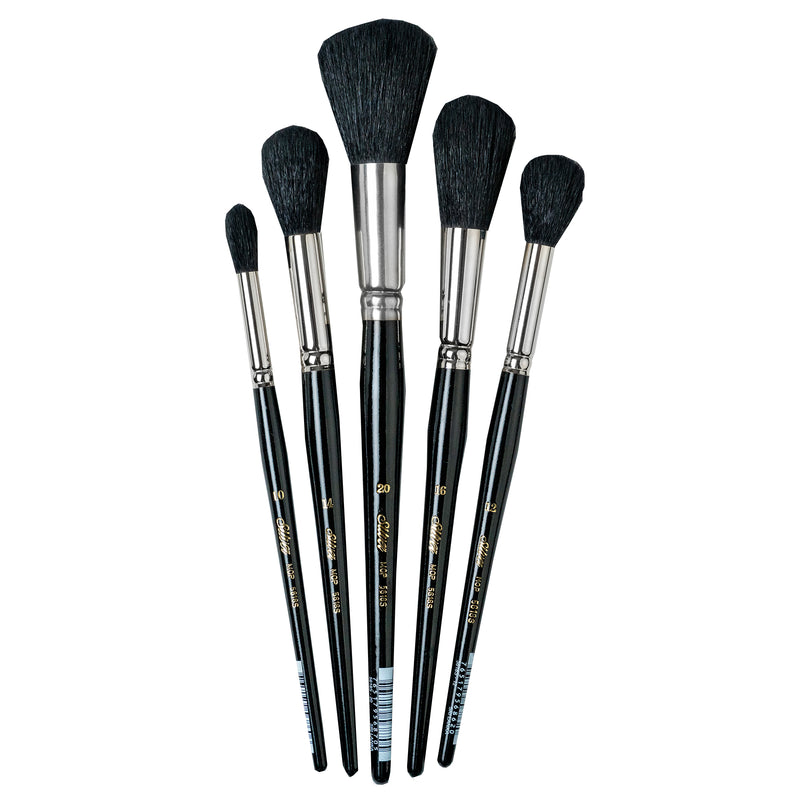 Silver Mops Round Black, 5 Brushes
