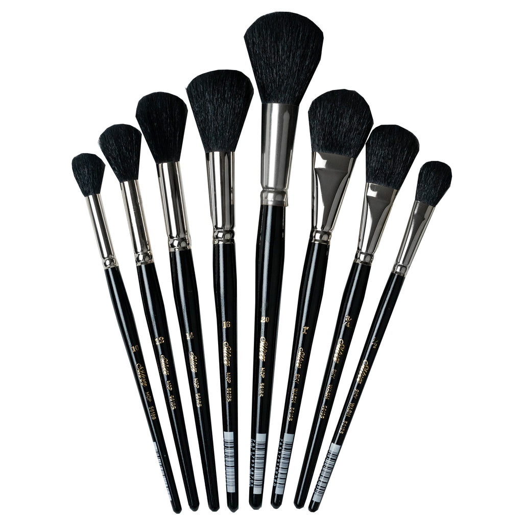 Silver Mops Round and Oval Black, 8 Brushes