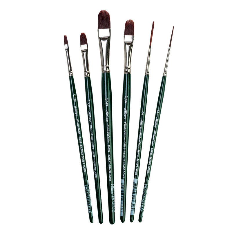 Ruby Satin Grass Combs, 6 Brushes