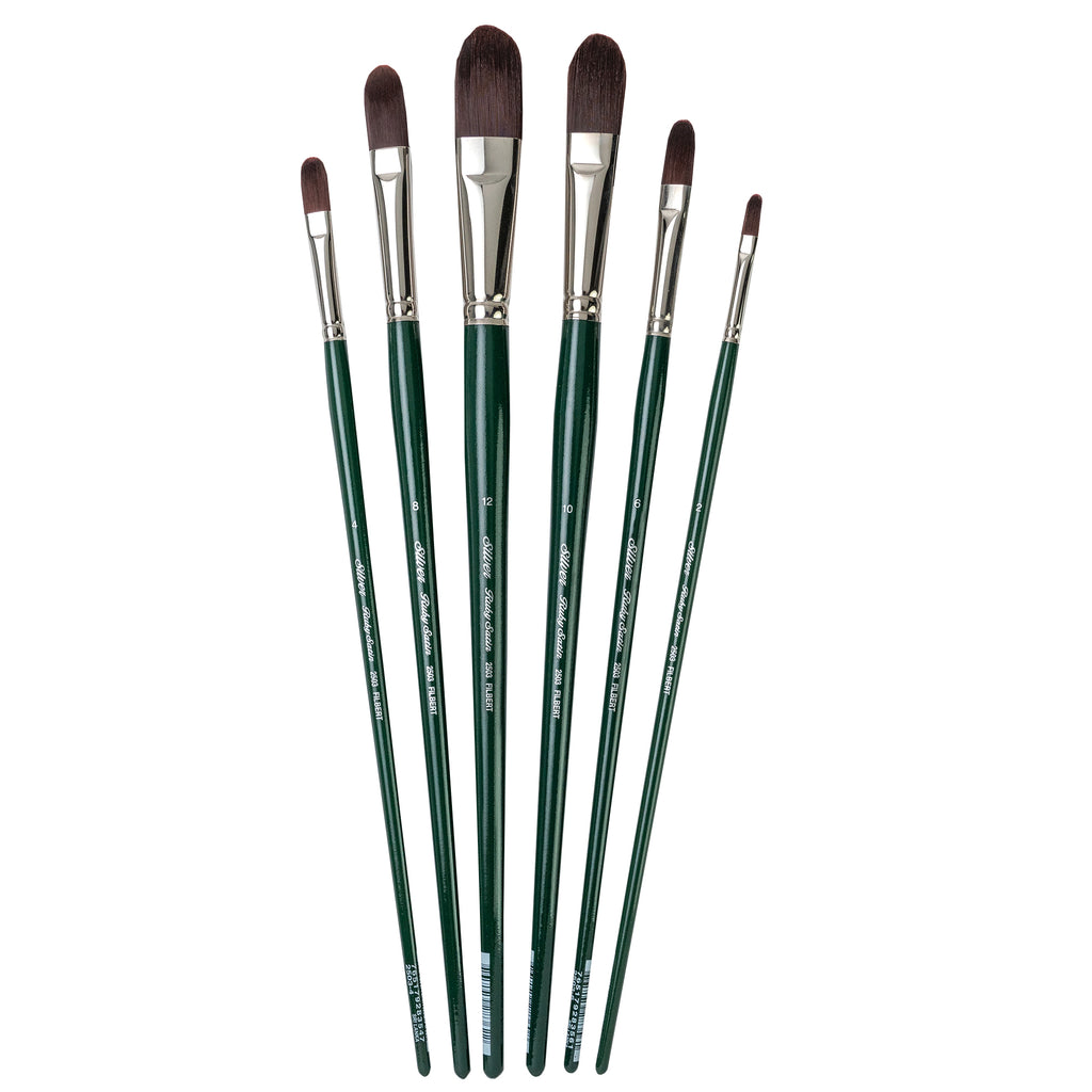 Ruby Satin Long Filberts, 6 Brushes