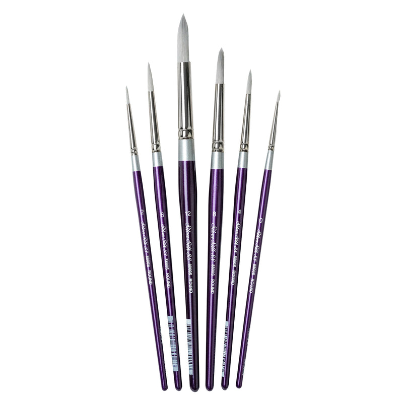 Silver Silk Rounds, 6 Brushes