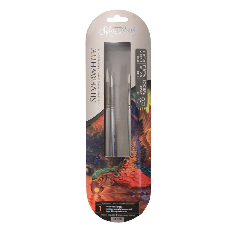 Silverwhite® Short Handle BETTER Basic W/C 3-Piece Brush Set