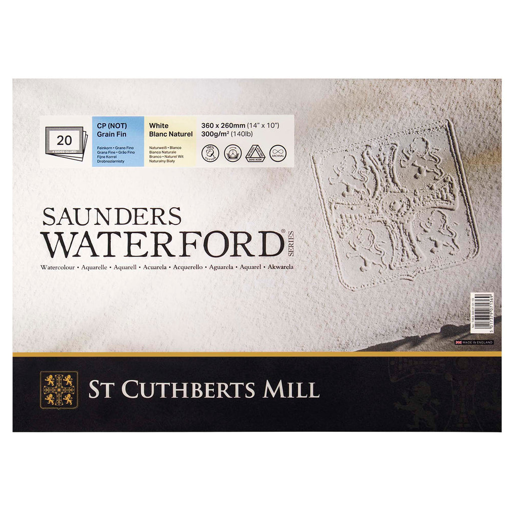 Saunders Waterford Watercolor Block, Cold Pressed, White, 140lb/300gsm, 20 Sheet, 14x10 inch, 1 Count