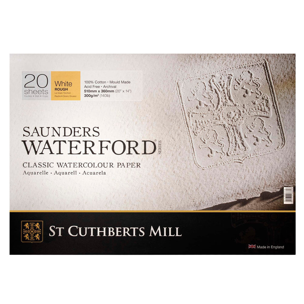 Saunders Waterford Watercolor Block, Rough, White, 140lb/300gsm, 20 Sheet, 20x14 inch, 1 Count