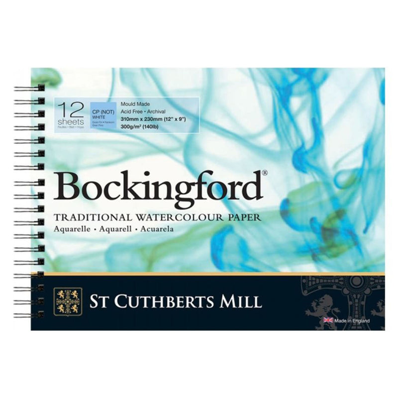 Bockingford Watercolor Pad, Cold Pressed, Spiral Binding, 140lb/300gsm, 12 Sheet, 9x12 inch, 1 Count