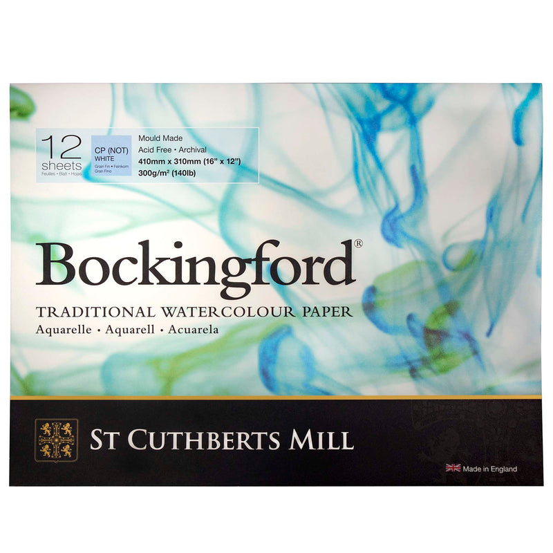 Bockingford Watercolor Pad, Cold Pressed, Glue Binding, 140lb/300gsm, 12 Sheet, 12x16 inch, 1 Count