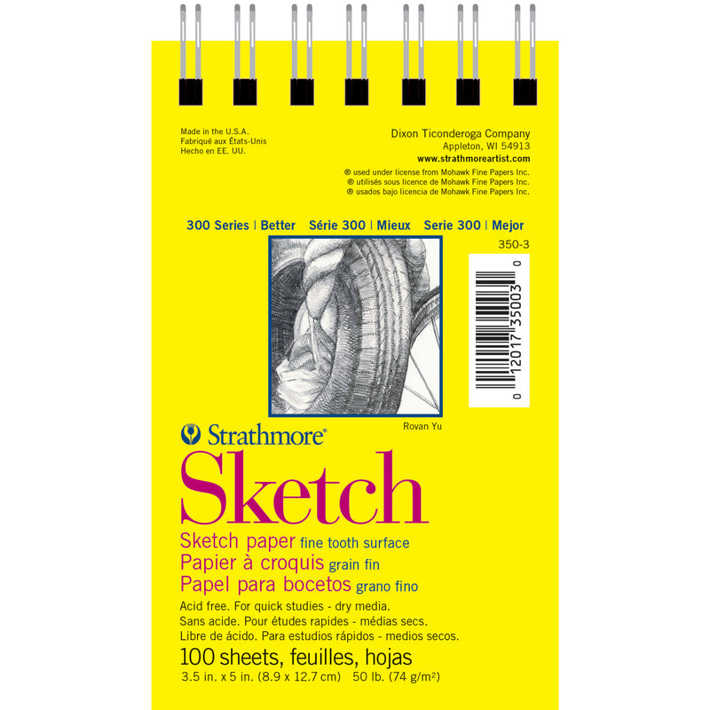300 Series Sketch Pad 3.5x5in Wire Binding Strathmore 100 Sheets