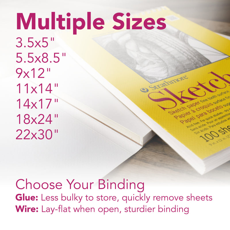 300 Series Sketch Pad 5.5x8.5 Wire Binding Strathmore 100 Sheets