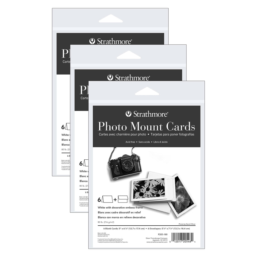 Photo Mount Cards & Envelopes, Decorative Embossed Border, Full Size, 5x6.875 inch, 6 Per Pack, 3 Packs