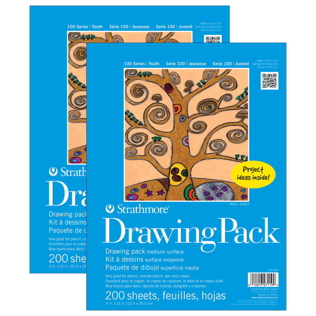 100 Series Drawing Bulk Sheet, 9x12 inch, 200 Sheets Per Pack, 2 Packs