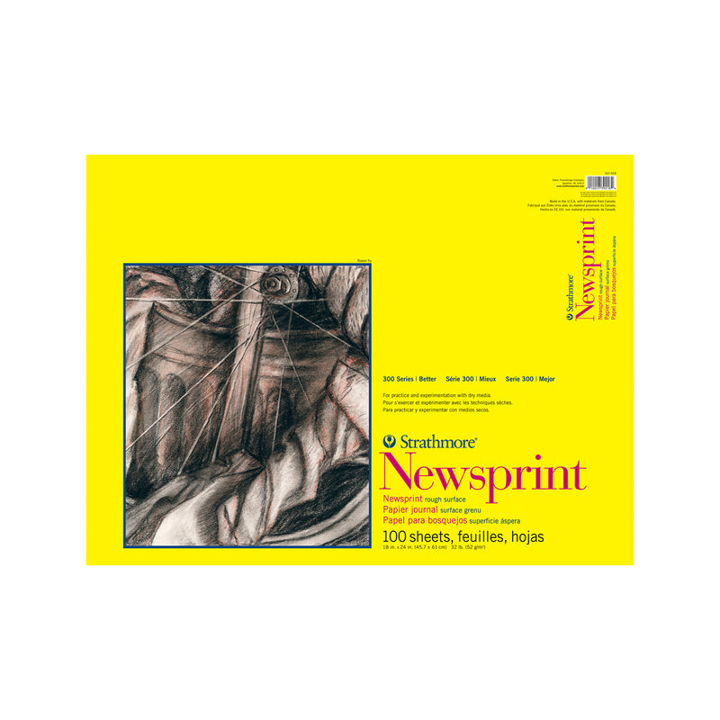 300 Series Newsprint Pad, Tape Binding, 100 Sheet, 18x24 inch, 1 Count