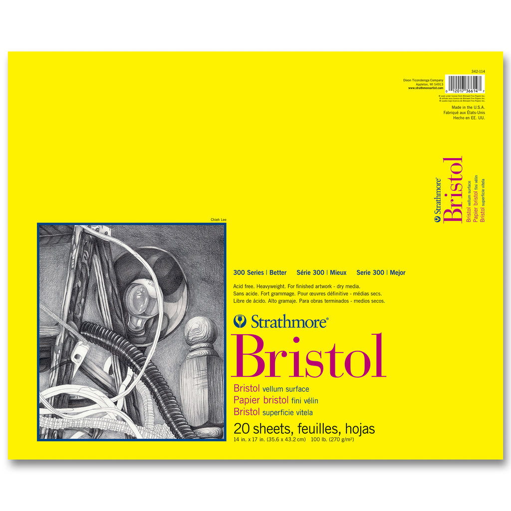 300 Series Bristol Pad, Vellum Finish, Tape Binding, 20 Sheet, 14x17 inch, 1 Count