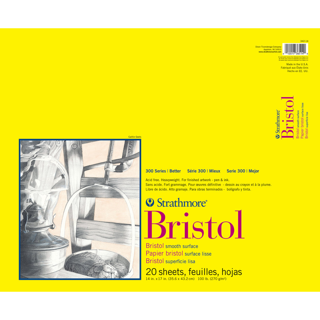 300 Series Bristol Pad, Smooth Finish, Tape Binding, 20 Sheet, 14x17 inch, 1 Count