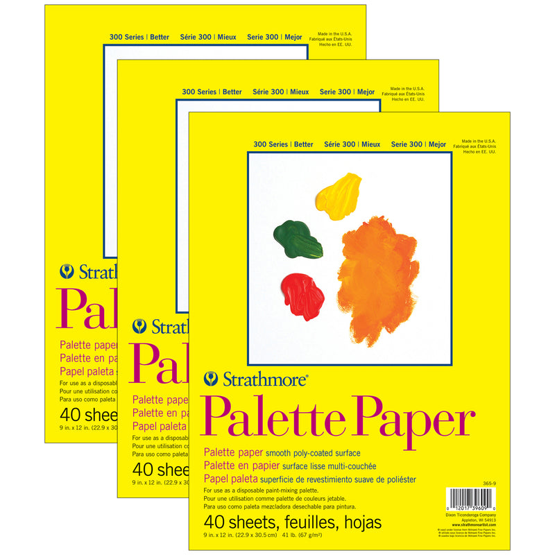 300 Series Palette Pad, Tape Binding, 40 Sheet, 9x12 inch, Pack of 3