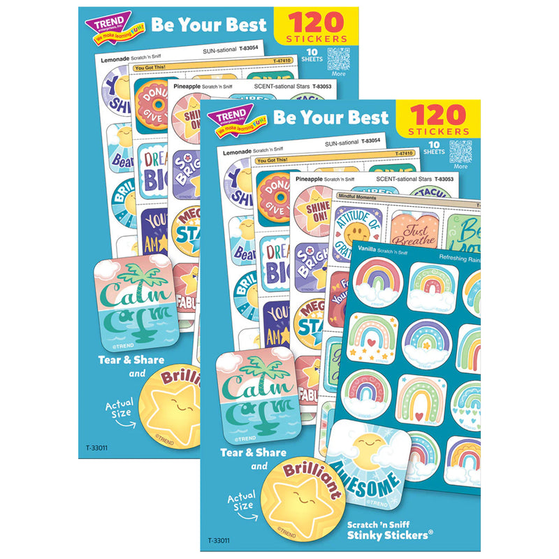 Be Your Best Mixed Stickers Variety Pack, 120 Per Pack, 2 Packs