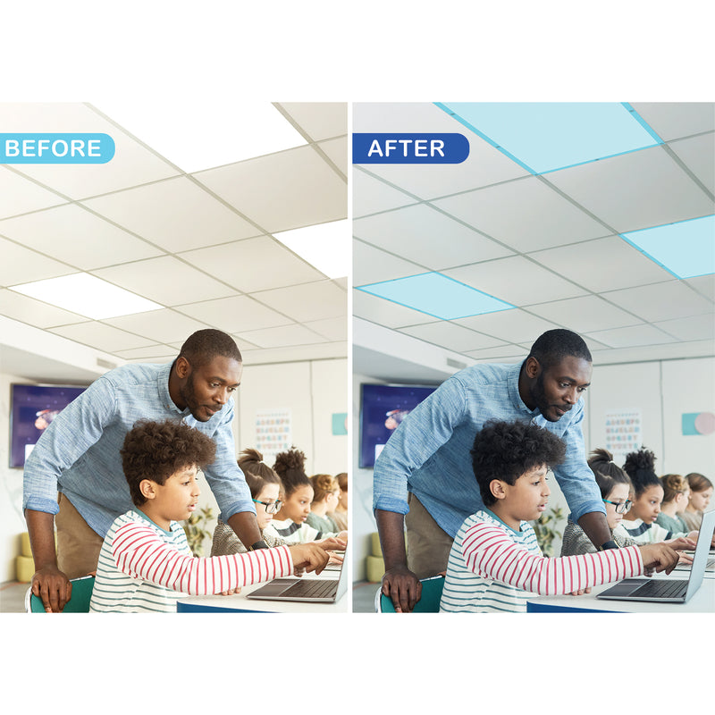 Light Blue Calming Covers Ceiling Light Filters, 2' x 4', Set of 4