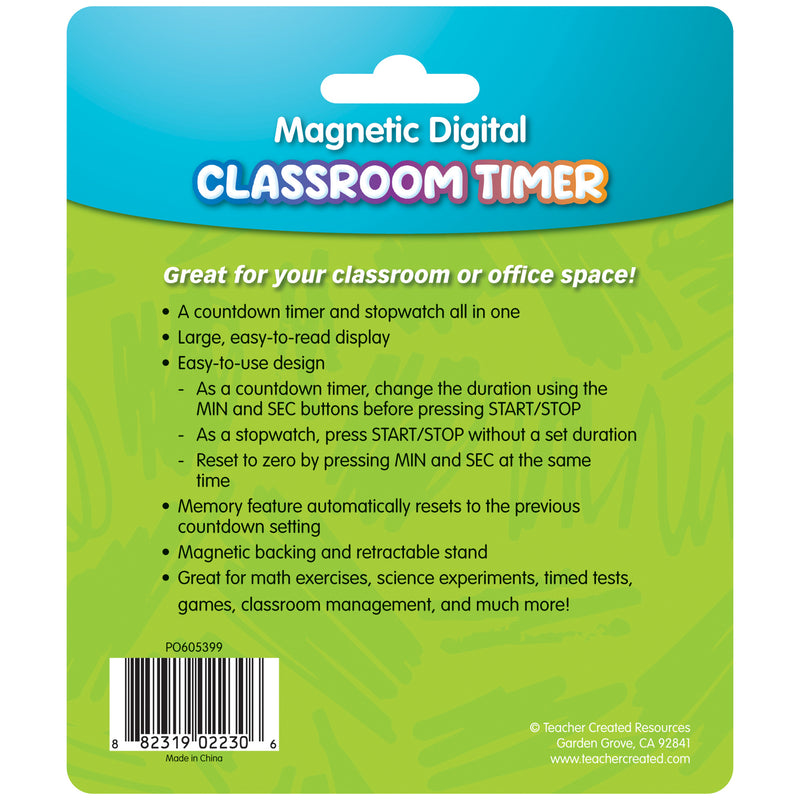 Magnetic Digital Classroom Timer, White, Pack of 3
