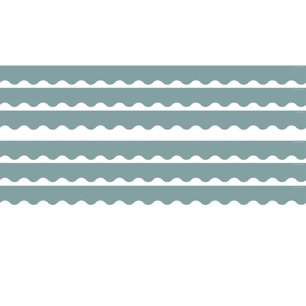 (6 Pk) Stone Blue Scalloped Border