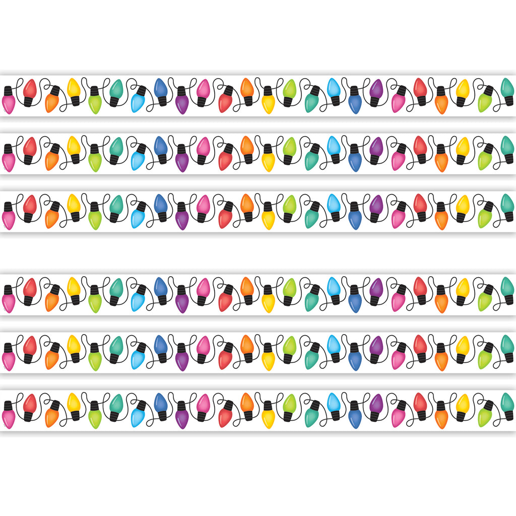 Colorful Holiday Lights Die-Cut Border Trim, 35 Feet Per Pack, 6 Packs
