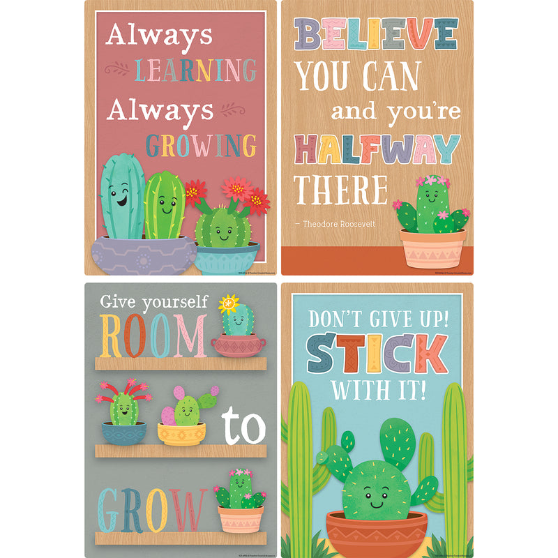 Happy Cactus Crew Positive Sayings Small Poster Pack, 11" x 15-3/4", Pack of 12