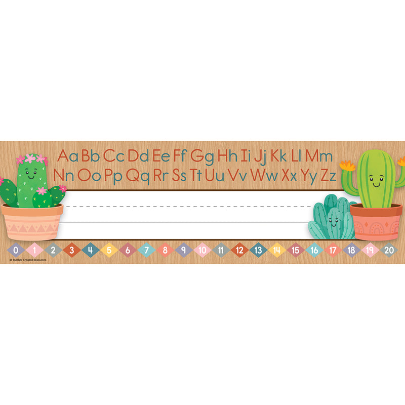 Happy Cactus Crew Flat Name Plates, 36 Per Pack, 6 Packs