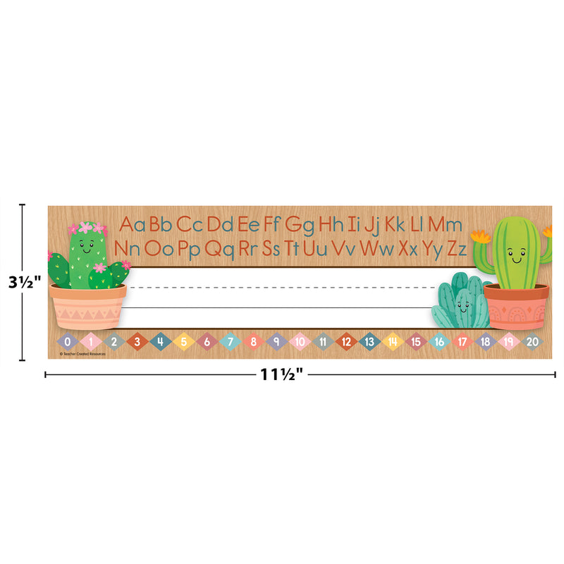 Happy Cactus Crew Flat Name Plates, 36 Per Pack, 6 Packs