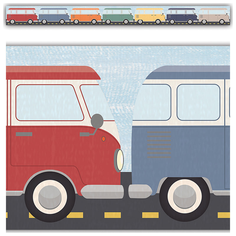 Moving Mountains Road Trip Camper Vans Straight Border Trim, 35 Feet Per Pack, 6 Packs