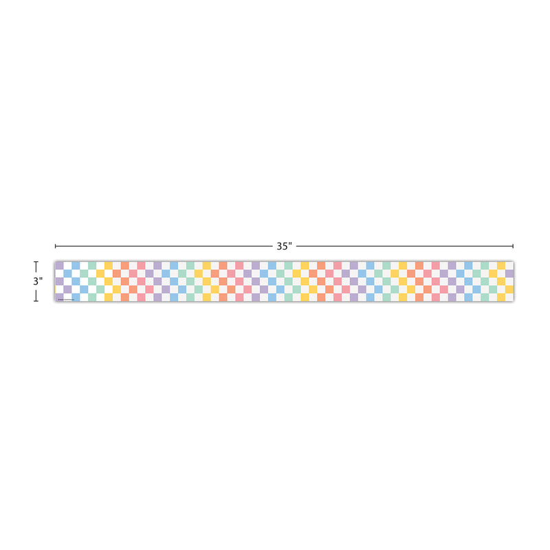 Cool for School Checkers Straight Border Trim, 35 Feet Per Pack, 6 Packs