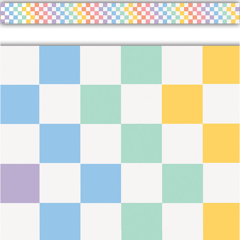 Cool for School Checkers Straight Border Trim, 35 Feet Per Pack, 6 Packs