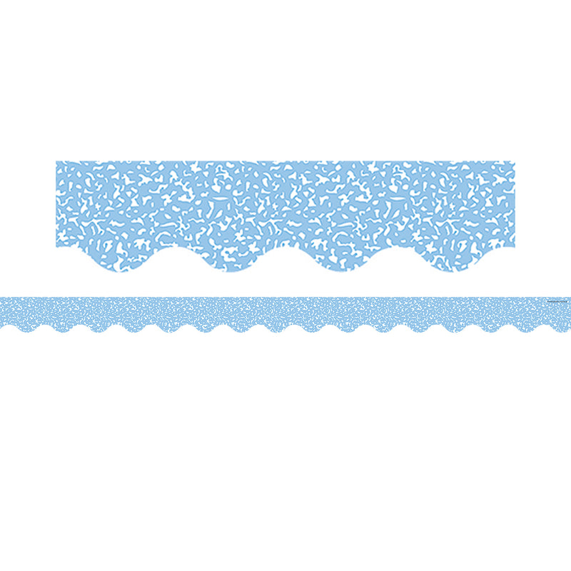 Composition Blue Scalloped Border Trim, 35 Feet Per Pack, 6 Packs