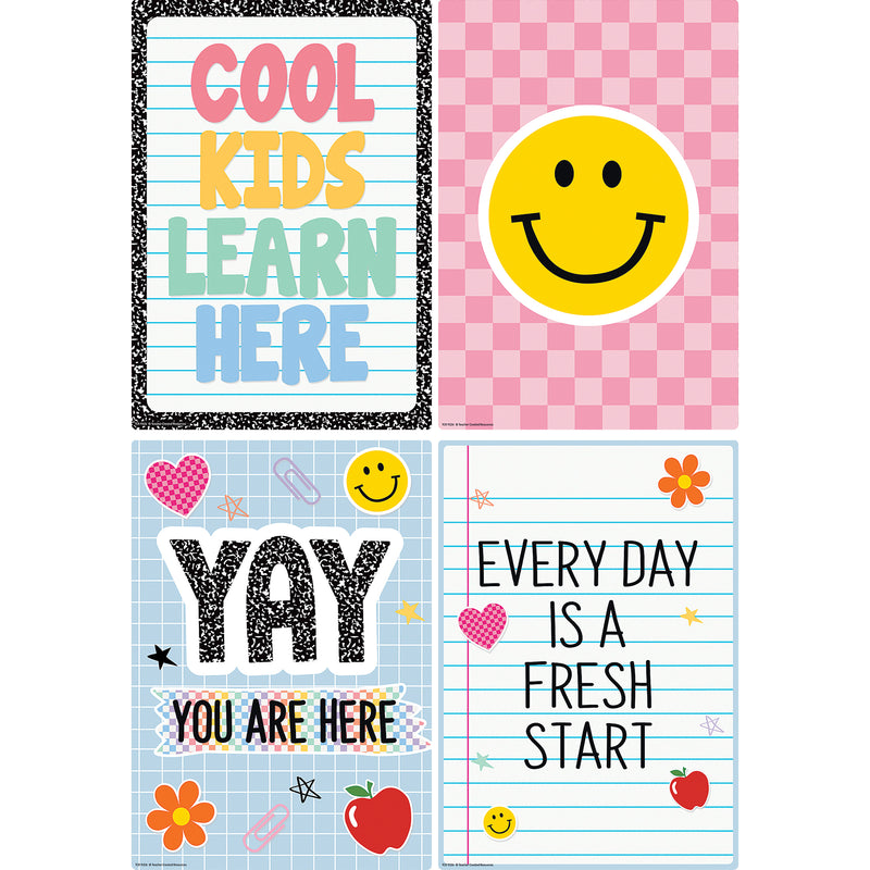 Cool for School Positive Sayings Small Poster Pack, 12 Posters