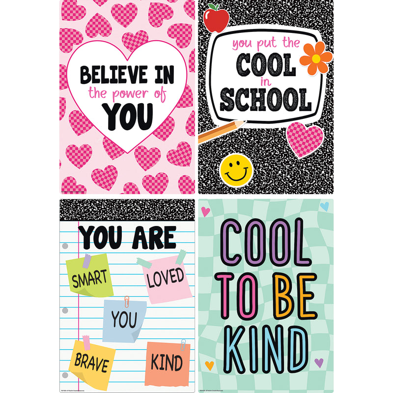 Cool for School Positive Sayings Small Poster Pack, 12 Posters