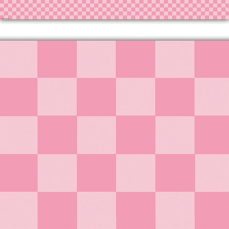 Cool for School Pink Checkers Straight Border Trim, 35 Feet Per Pack, 6 Packs