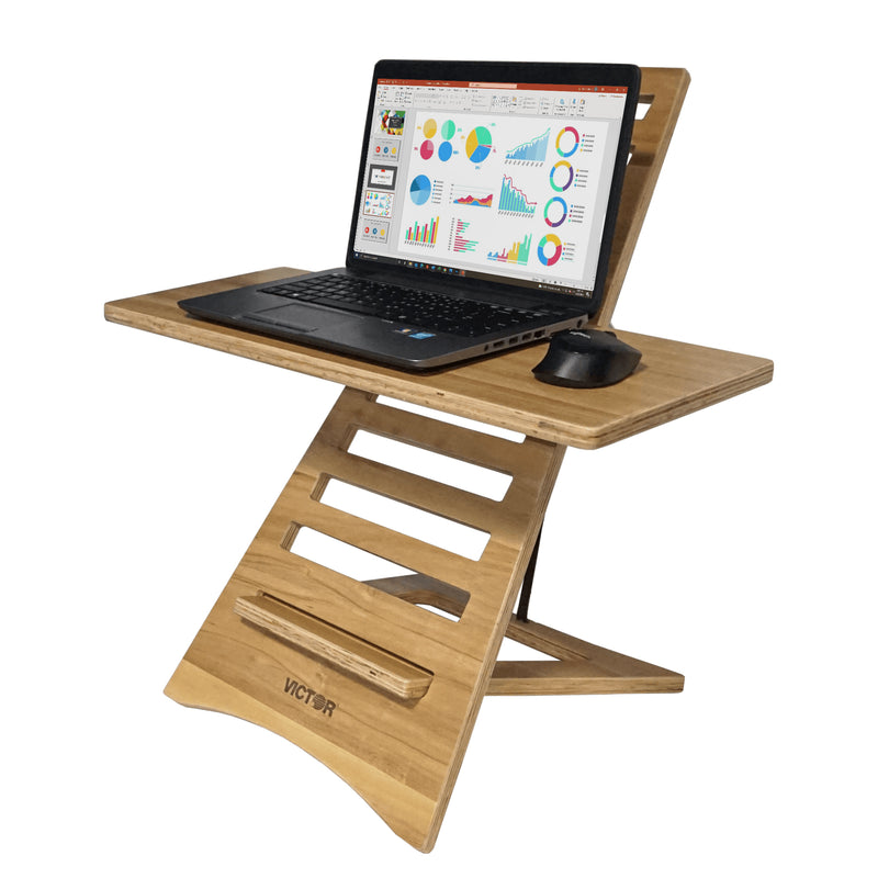 Acacia Wood Laptop Standing Desk with Two Levels
