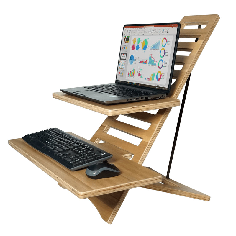 Acacia Wood Laptop Standing Desk with Two Levels