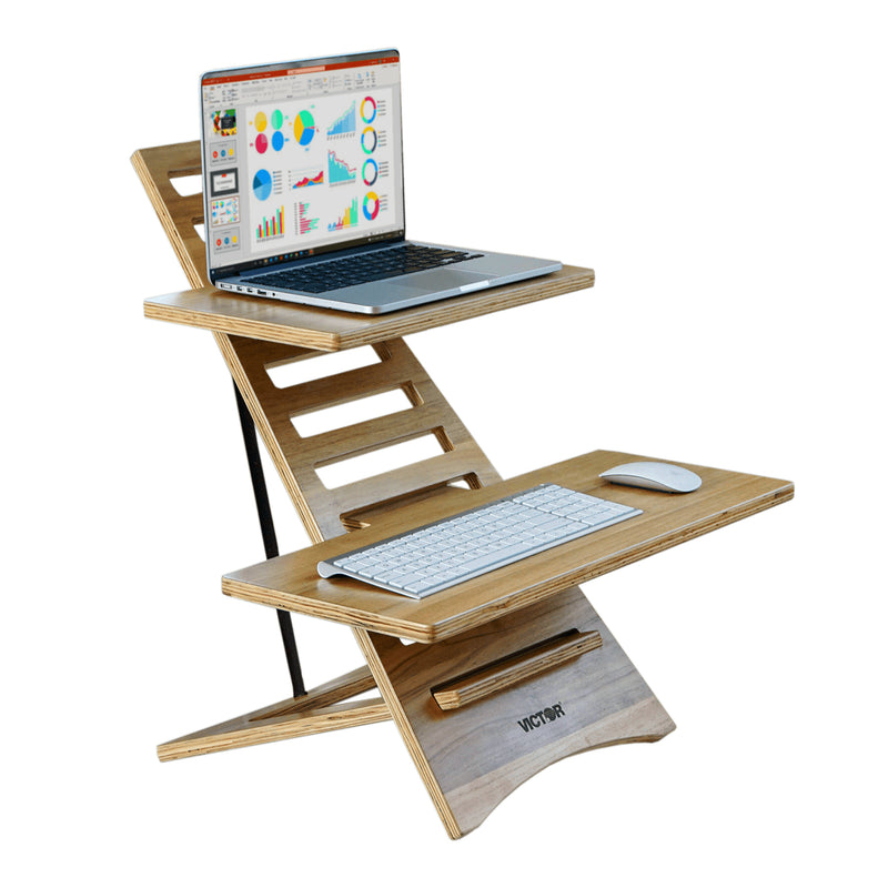 Acacia Wood Laptop Standing Desk with Two Levels
