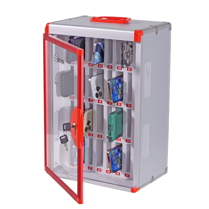 Classroom Cell Phone Lockable Locker, 32 Slots, 12.795"W x 8.61'D x 18.504"H