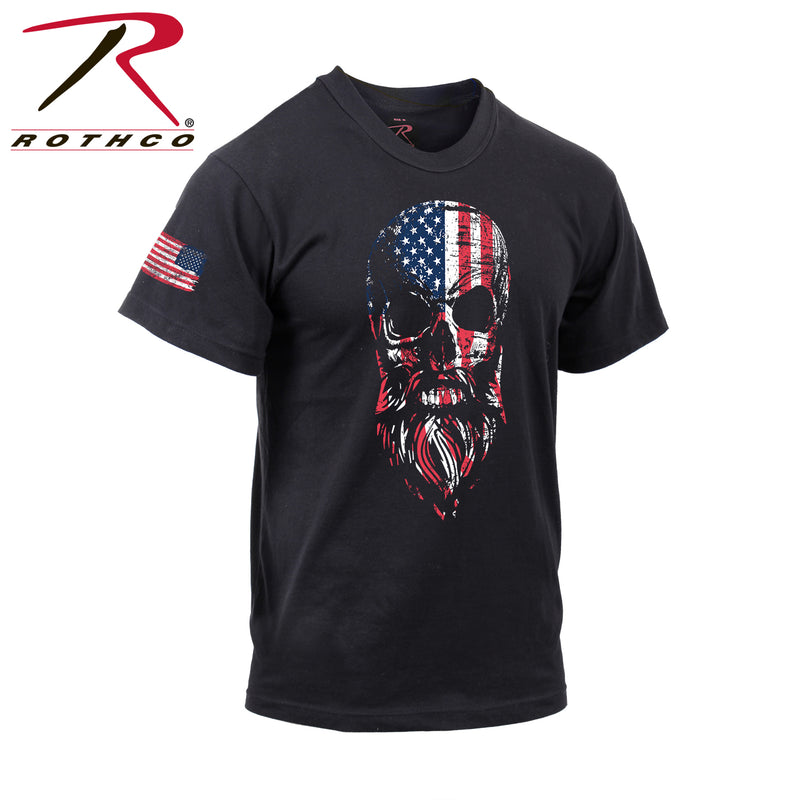 Rothco US Flag Bearded Skull T-Shirt - Black