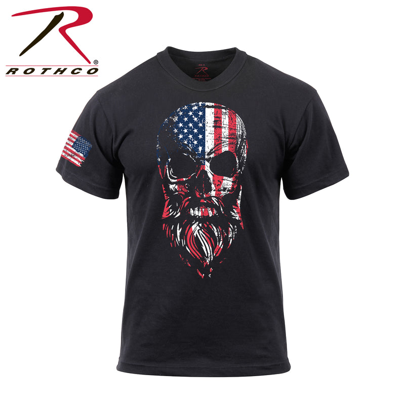 Rothco US Flag Bearded Skull T-Shirt - Black