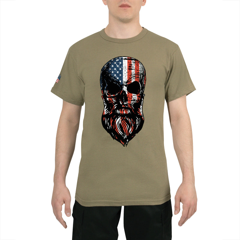 Rothco US Flag Bearded Skull T-Shirt - Black
