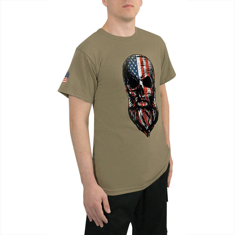 Rothco US Flag Bearded Skull T-Shirt - Black